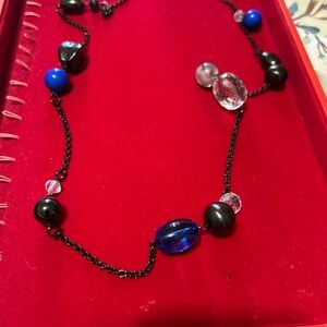 Elegant Black and Blue Beaded Necklace